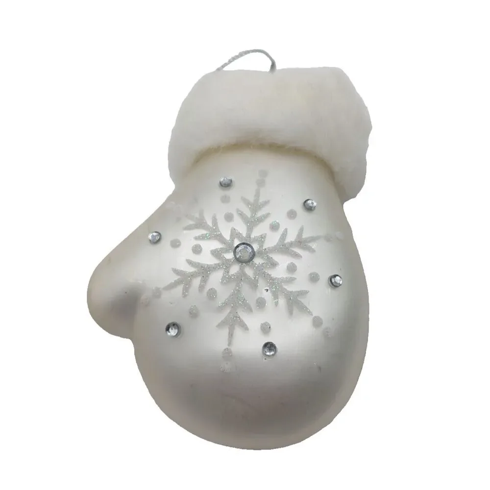 Lot of 6 Various White Blown Glass Ornament‎